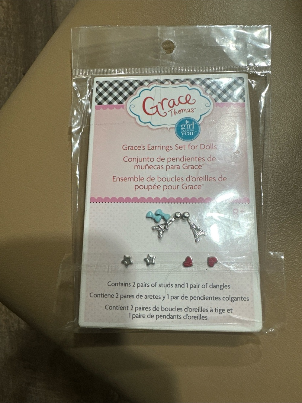 American Girl Grace Thomas Doll Earrings Set - Pink & Light Blue Accents